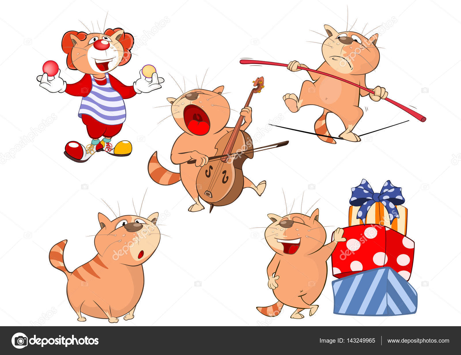 Cute Cats Cartoon Characters Stock Vector Image by ©liusaart 143249965