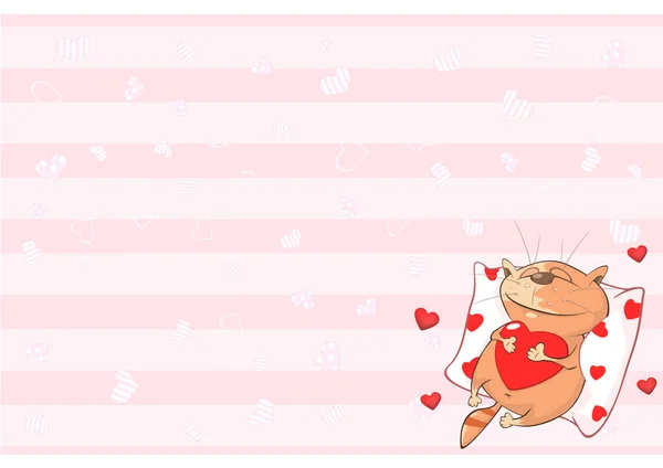 Tarjeta de San Valentín con Cat — Vector de stock