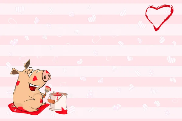 Tarjeta de San Valentín con lindo cerdo — Vector de stock