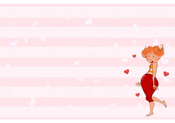 Tarjeta de San Valentín con Chica — Vector de stock