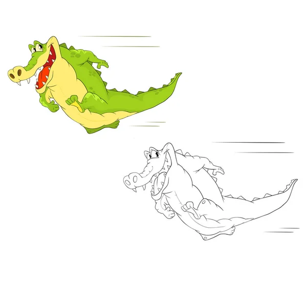 Kreslený krokodýl sada — Stockový vektor