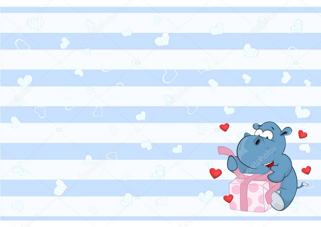 Valentines card with hippo