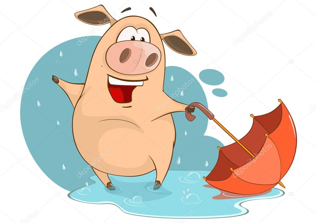funny pig cartoon character