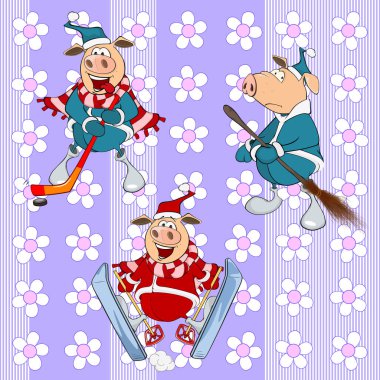 Cute funny pigs clipart