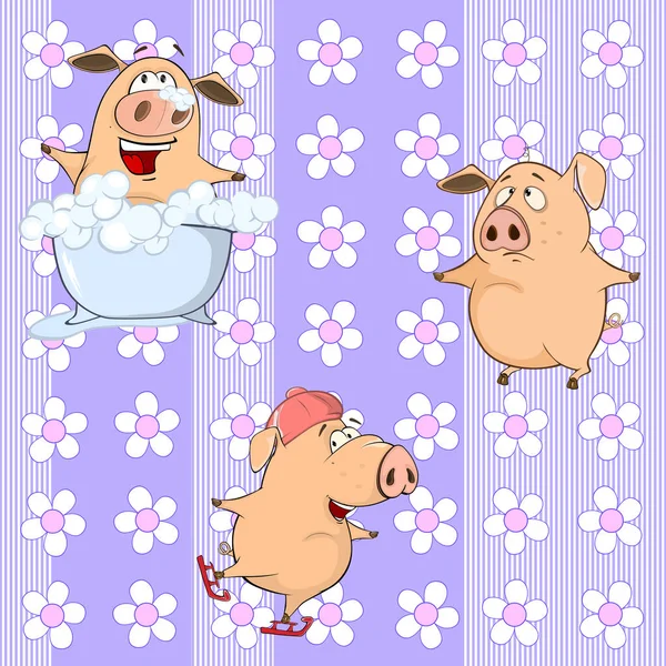 Porcos engraçados —  Vetores de Stock