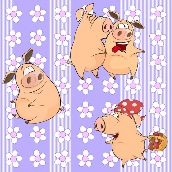 可爱有趣的猪 — 图库矢量图片