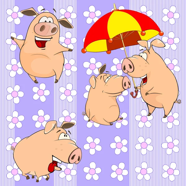 Cute funny pigs — Stock Vector