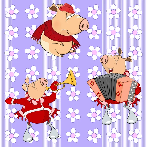 Cochons drôles mignons — Image vectorielle