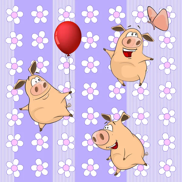 Cochons drôles mignons — Image vectorielle