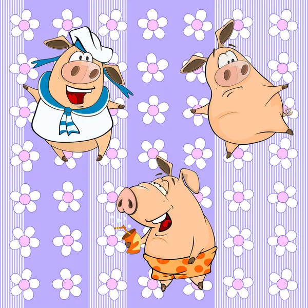 Lindos cerdos divertidos — Vector de stock