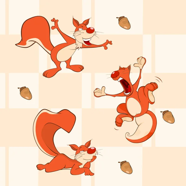 Niedliche lustige Eichhörnchen — Stockvektor
