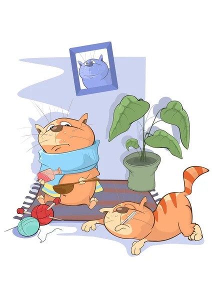 Χαριτωμένα γάτες άρρωστος — Διανυσματικό Αρχείο