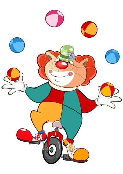 Cute Cartoon Cat Clown for you Design — стоковый вектор