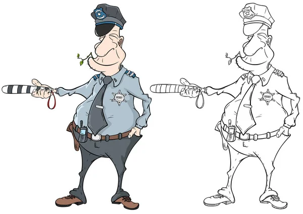 Ilustración del libro para colorear oficial de policía — Vector de stock