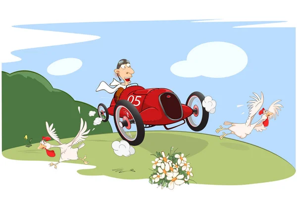 Auto racing Cartoon Character — стоковый вектор