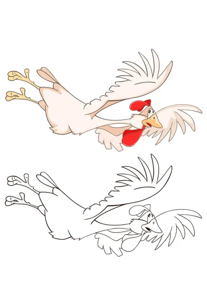 Cockerel bonito. Personagem dos desenhos animados. Livro para colorir — Vetor de Stock