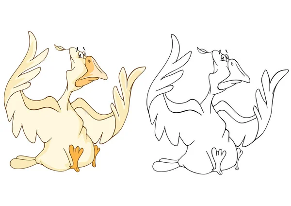 A Domestic Geese. Karakter Kartun. Buku mewarnai - Stok Vektor