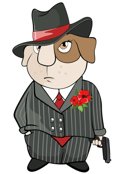 Illustration of a Guinea Pig Gangster. Cartoon Character — Stock Vector