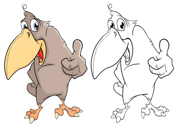 Cuervo marrón y su boceto — Vector de stock