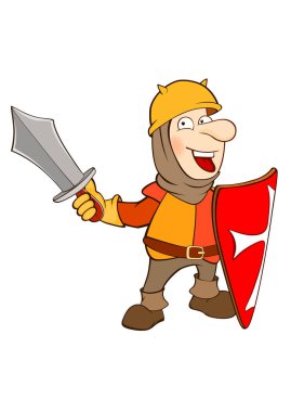  Cute Knight Illustration. Çizgi film karakteri 