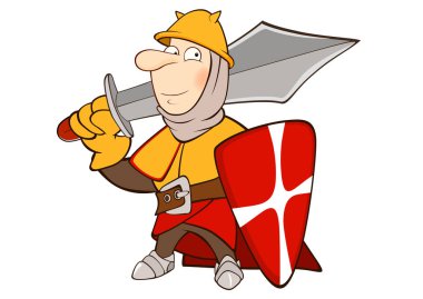  Cute Knight Illustration. Çizgi film karakteri 