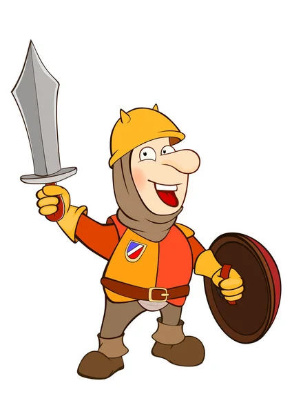 Illustratie van een Cute Knight. Stripfiguur — Stockvector