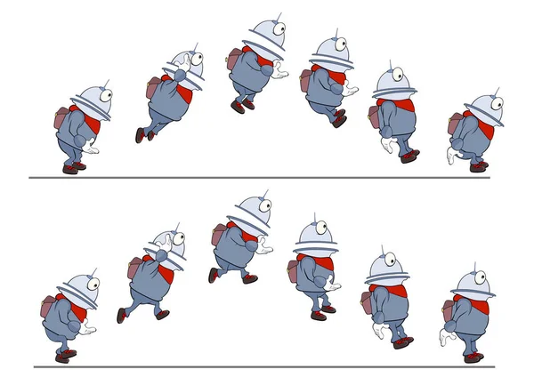 Χαρακτήρα κινουμένων σχεδίων χαριτωμένο ρομπότ για ένα παιχνίδι στον υπολογιστή. Σετ εικονογράφηση — Διανυσματικό Αρχείο