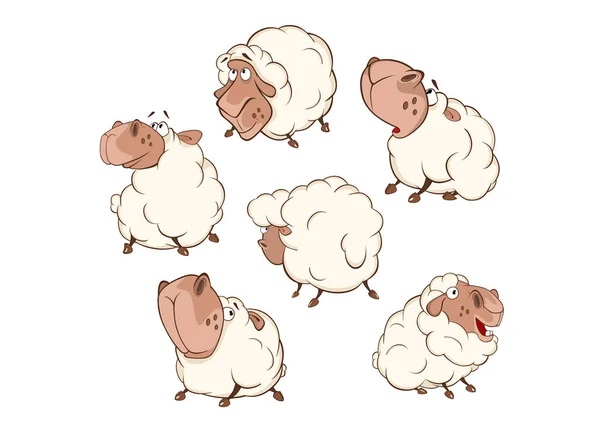 Caracteres de desenhos animados de ovelhas bonitos — Vetor de Stock