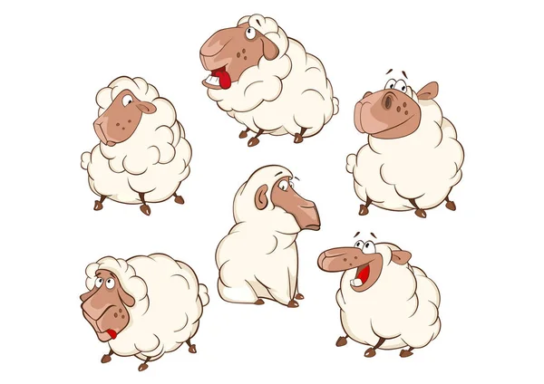 Cute Sheep Cartoon Characters — Stock Vector