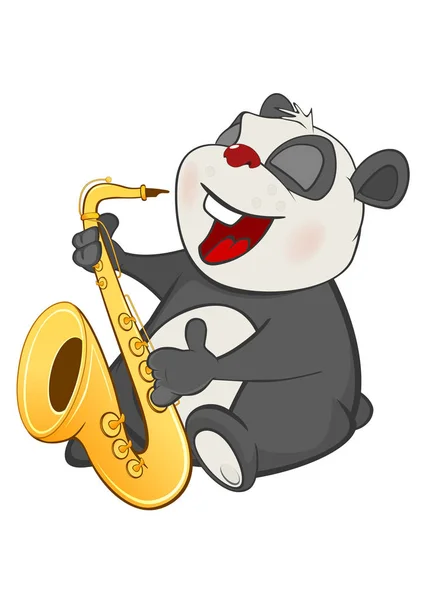 Söta Panda saxofonist. — Stock vektor