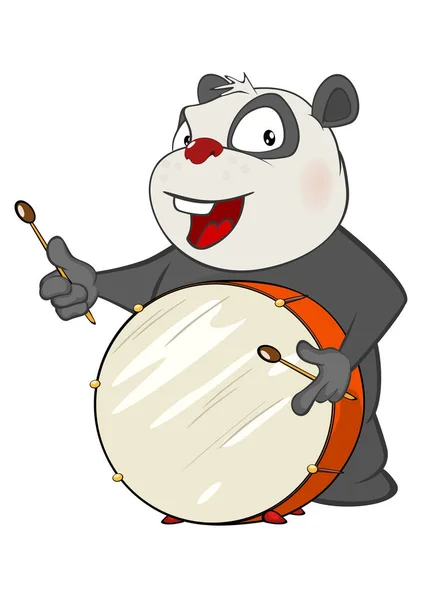 Söta Panda trummis. Tecknad figur — Stock vektor