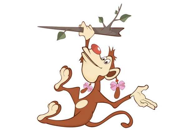 Vector Illustration of a Cheerful Monkey. — Stock Vector