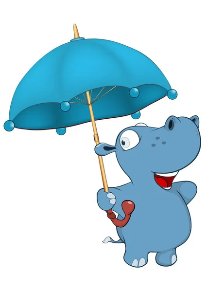 Pequeno Hippo com guarda-chuva —  Vetores de Stock