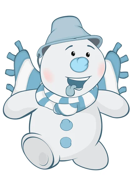 Illustration of Cute Snowman. — Stock Vector
