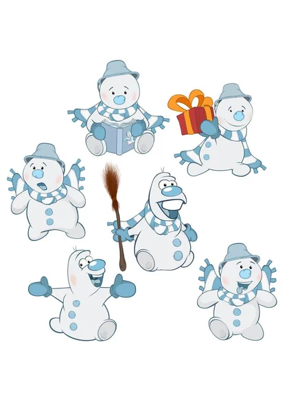 Funny Christmas Snowmen for you Design — Stock Vector