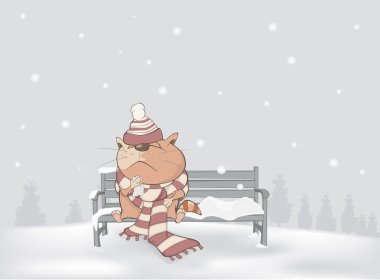 Depresyon illüstrasyon kedi alır