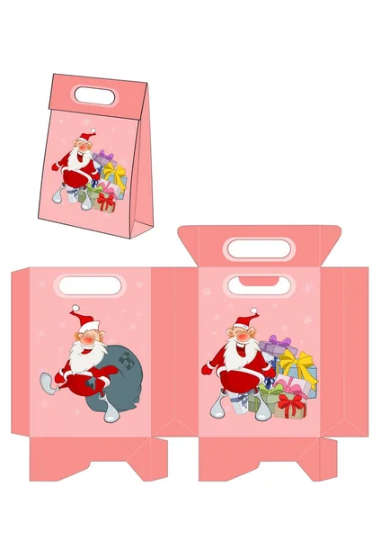 Cute Santa Claus,  Package — Stock Vector