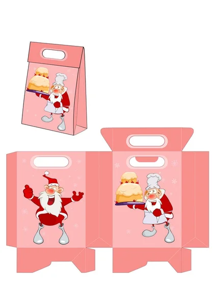 Cute Santa Claus,  Package — Stock Vector