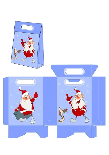 Söt Santa Claus, paketet — Stock vektor