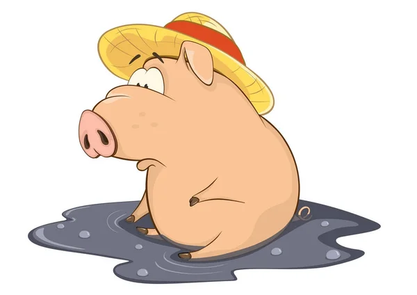 Illustration eines süßen Schweins. — Stockvektor