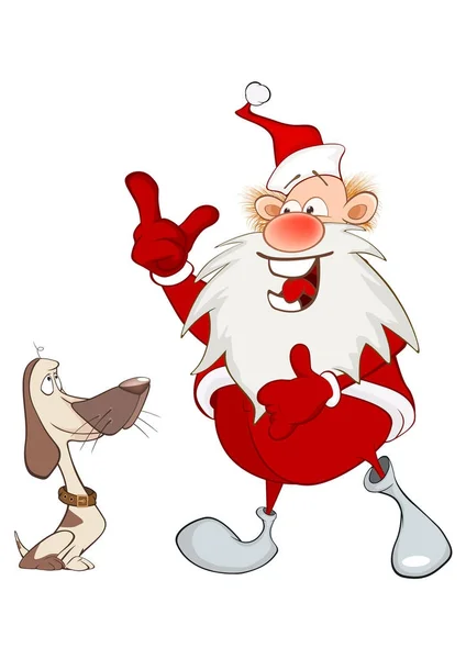 Lindo Santa Claus y perro — Vector de stock