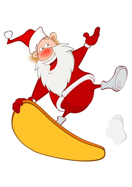 스케이트 보드에 귀여운 산타 클로스 — 스톡 벡터