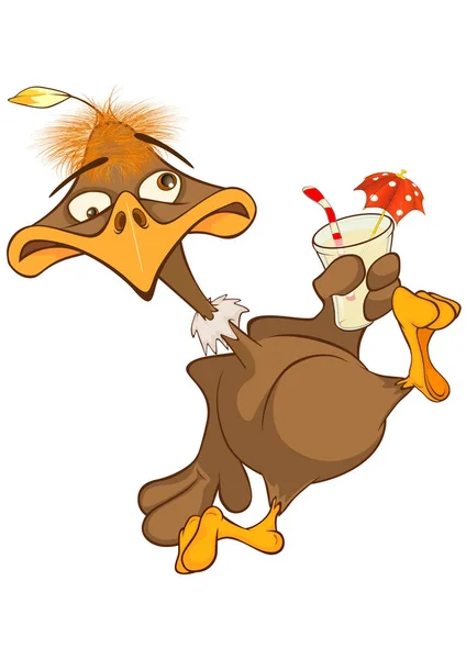 醉卡通美国秃鹰与鸡尾酒的矢量插图 — 图库矢量图片