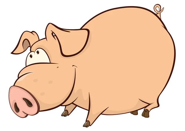 Vetor Ilustração Porco Dos Desenhos Animados Intrometido — Vetor de Stock