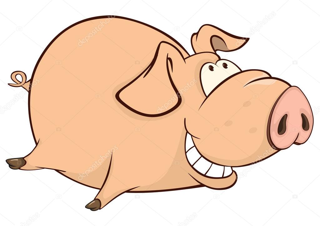 Vector Illustration of nosy cartoon pig
