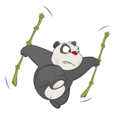 Vektör çizim, sevimli Panda bambu sopalarla, çizgi film karakteri 
