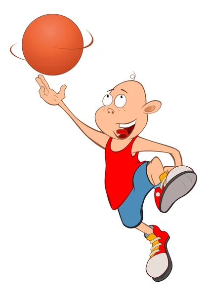 Vektorové Ilustrace Roztomilý Chlapeček Basketbalový Hráč — Stockový vektor
