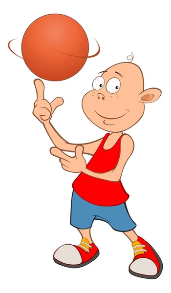 Illustrazione Vettoriale Del Bambino Carino Giocatore Basket — Vettoriale Stock