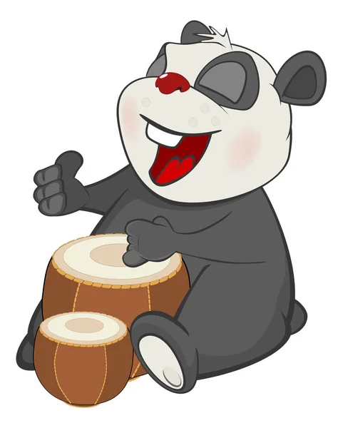 Ilustrace Roztomilý Panda Bubeník Kreslené Postavičky — Stockový vektor