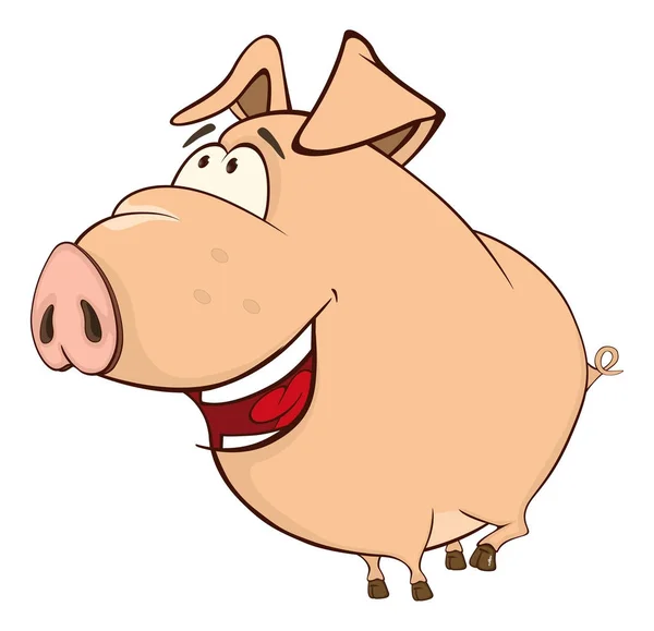 Vektor Illustration Eines Niedlichen Schweins Zeichentrickfigur — Stockvektor